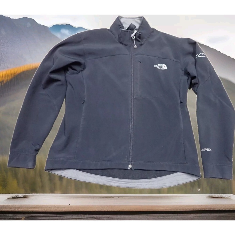 The North Face Apex Jacket Men XL Black Excellent Softshell Full Zip Windbreaker